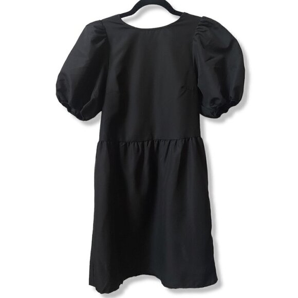 nwt H&M Black Puffsleeve Mini Dress Size XS - Picture 3 of 8